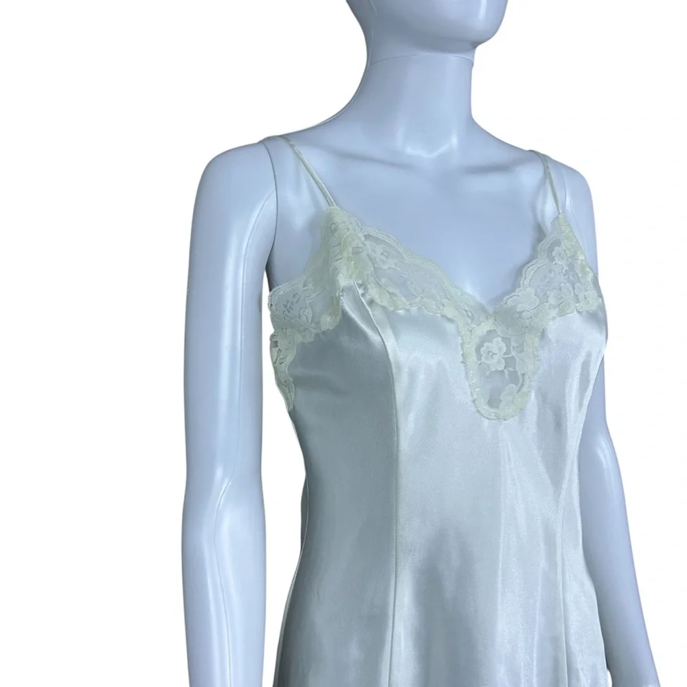 VTG Victorias Secret Satin Lace Chemise Slip Dress Size S Bias Cut Y2K Lingerie